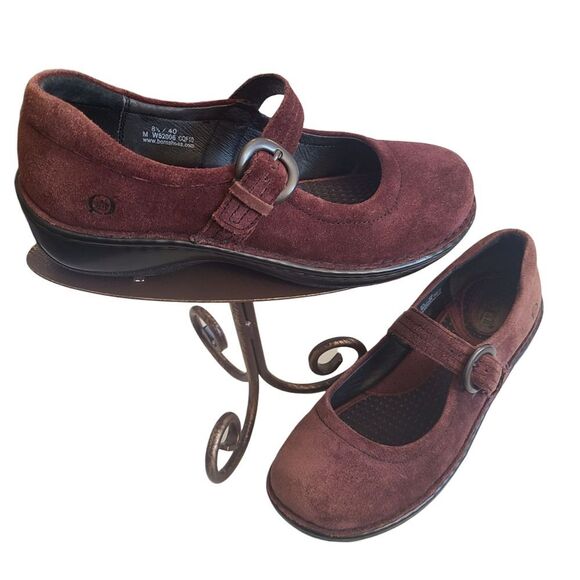 BØRN Mary Janes Velvety Suede Round Toe Deep Burgundy Sz 8.5 - Picture 11 of 12